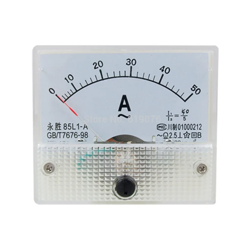 85L1 AC 0 50A Analog Ammeter Analogue Panel Ampmeter Meter Whitein