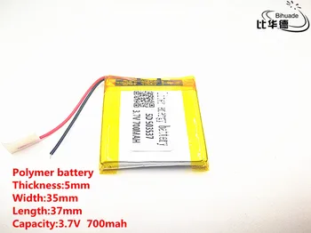 

2pcs/lot 3.7V 700mAH 503537 Polymer lithium ion / Li-ion Rechargeable battery for DVR,GPS,mp3,mp4