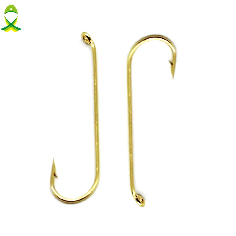 JSM 100pcs 79580 High Carbon Steel Fishing Hooks Tea Color Long Shank