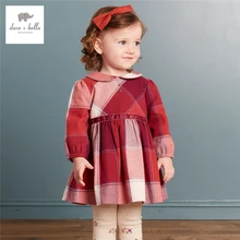 DB3986 dave bella/осеннее платье принцессы для маленьких девочек детское платье с круглым вырезом детское платье для дня рождения детское платье с цветочным рисунком, костюмы