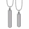 Men Stainless Steel Jewelry Pill Case Holder Cylinder Urn Pendant Memorial Necklace 2 Sizes Beaded Chain 20" 1