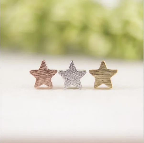 

Fashion five-pointed star earring wire drawing surface stud earrings for women or men Multi-color star stud earrings wholesale