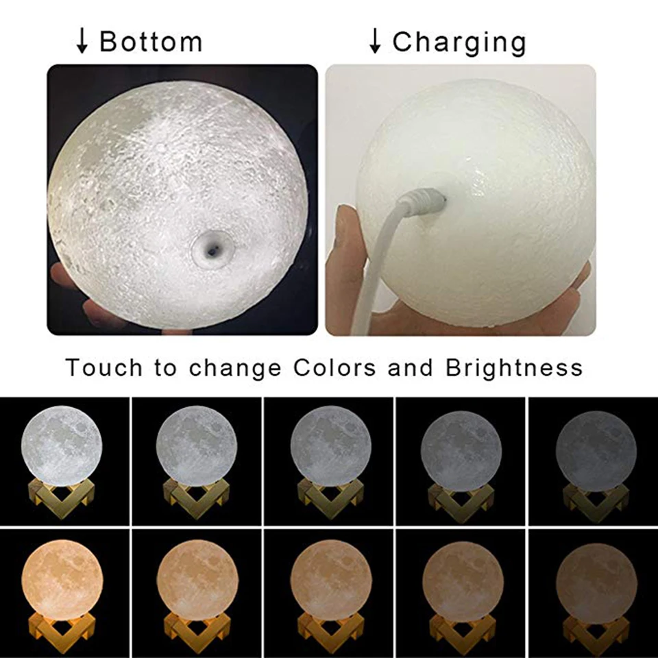  Xsky 3D Print Moon Light Touch Switch Table Lamps Bedroom Bookcase Usb Led Night Light Home Decor 3 - 32906731493