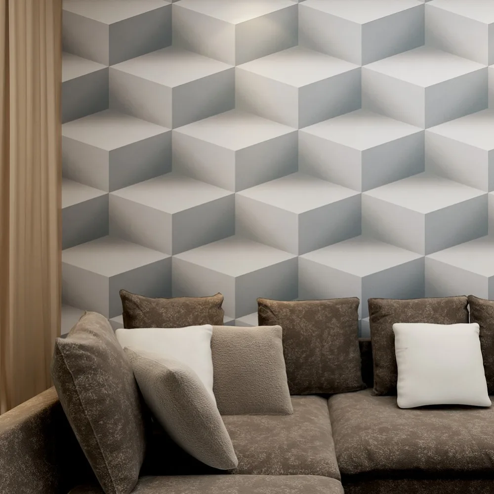 HANMERO 3D Efek Pola Geometris Gaya Modern Sederhana Wallpaper Bahan