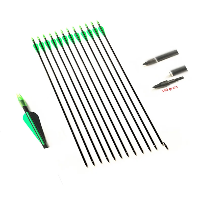 

6/12/24 Pcs 32 Inches Fiberglass Arrow 30/40LBS Recurve Bow With Replaceable Arrowhead For Longbow Hunting Archery