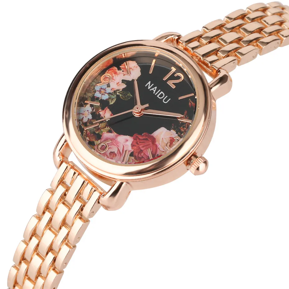 Серебристый/золотистый цвет группа женские браслет часы элегантный маленький циферблат леди наручные часы джунгли цветок уход за кожей