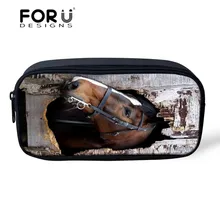 3D животных зоопарка Crazy Horse печати Для женщин Make Up сумки для девочек милый пенал с изображением кота для маленьких мальчиков женская косметичка ручка для детей сумка школьные канцелярские принадлежности