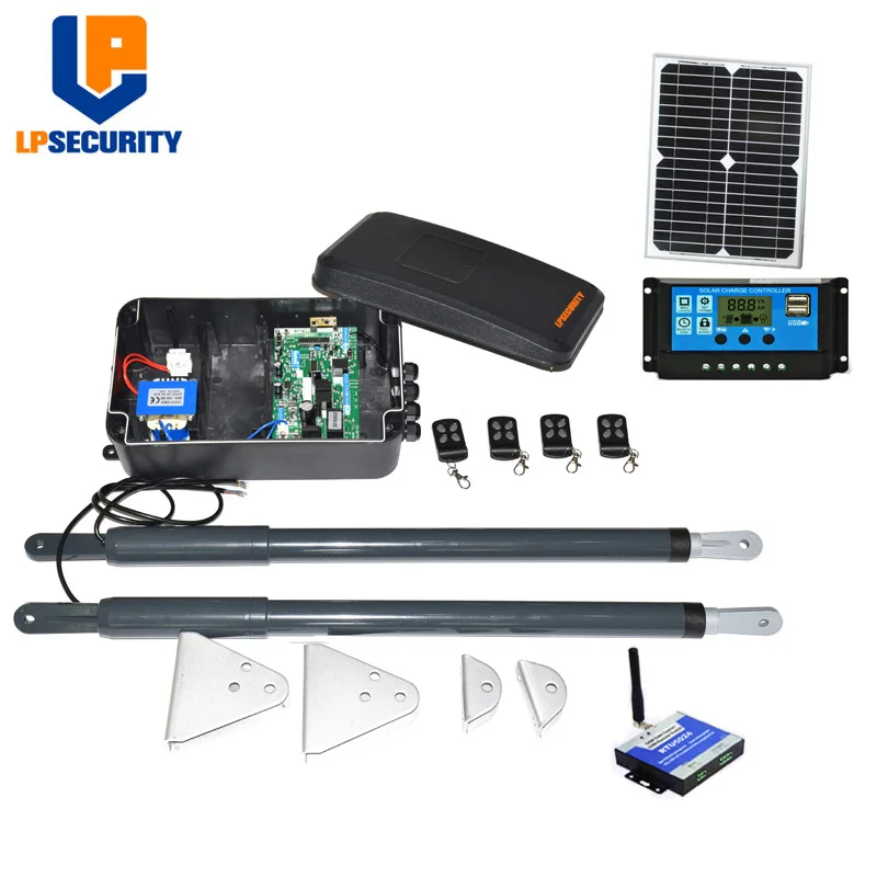 12VDC Solar powered swing arm gate operators kit with solar panel y controller (photocellslampbuttongsm opener optional)