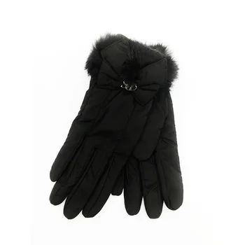 

FLYBER Full Finger Women Gloves Rabbit Hair Solid Bow Tie Design Winter Warm Soft Wrist Mittens 2020 Fashion guantes mujer