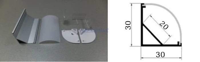 Круглая или квадратная крышка 1000mmX30mmX30mm 1 м 2 светодиодный экструзионный алюминиевый профиль для