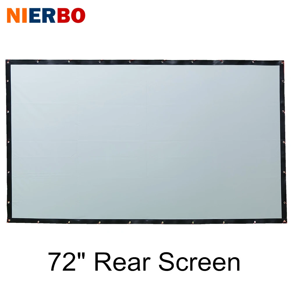 

NIERBO Portable Projector Screen 72 Inches 16:9 4:3 Rear Projection Foldable Eyelets PVC Hanging Ceiling Screens without Frame