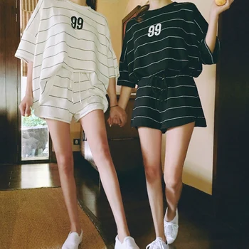 

2018 Girl Striped Cotton Pajamas Set Casual Pajamas Night Clothing