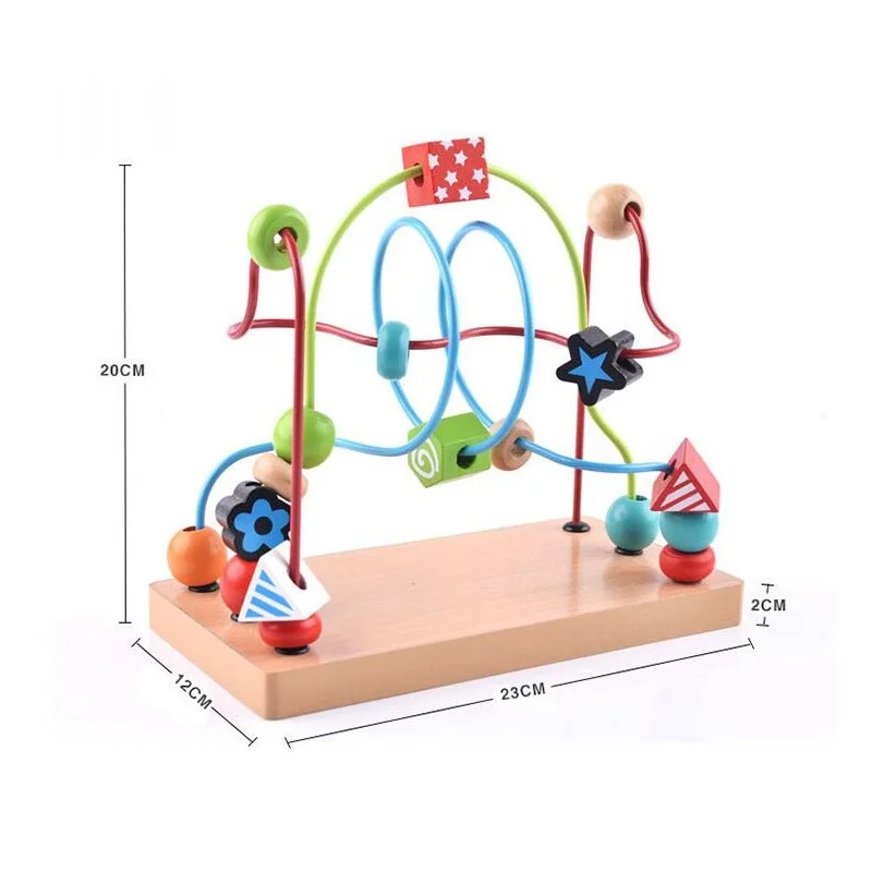 Деревянная головоломка с бусинами, горки, развивающие игрушки для малышей, детей, малышей, вокруг круга, бисера, мастерство, деревянные игрушки, подарок