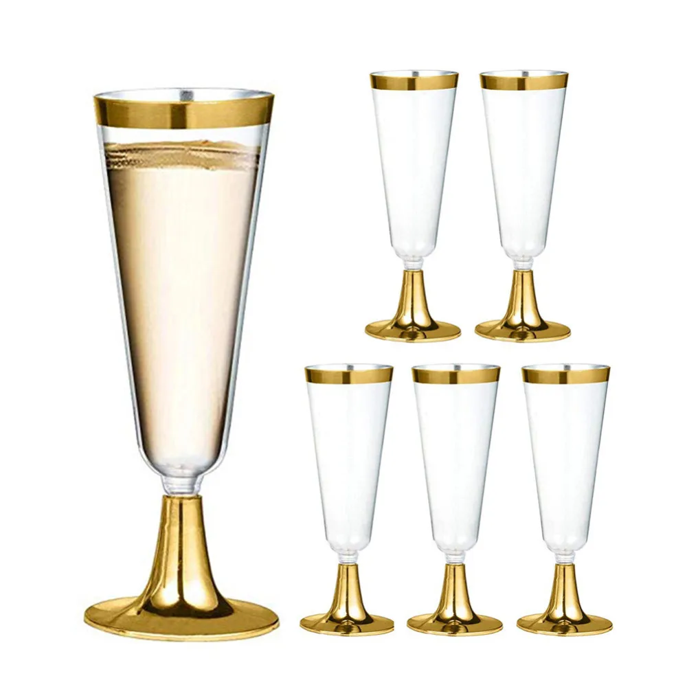 

6pcs/set 150ml Disposable Plastic Red Wine Glass Wedding Toasting Champagne Flutes Glasses Party Wedding Cocktail Drink Cups