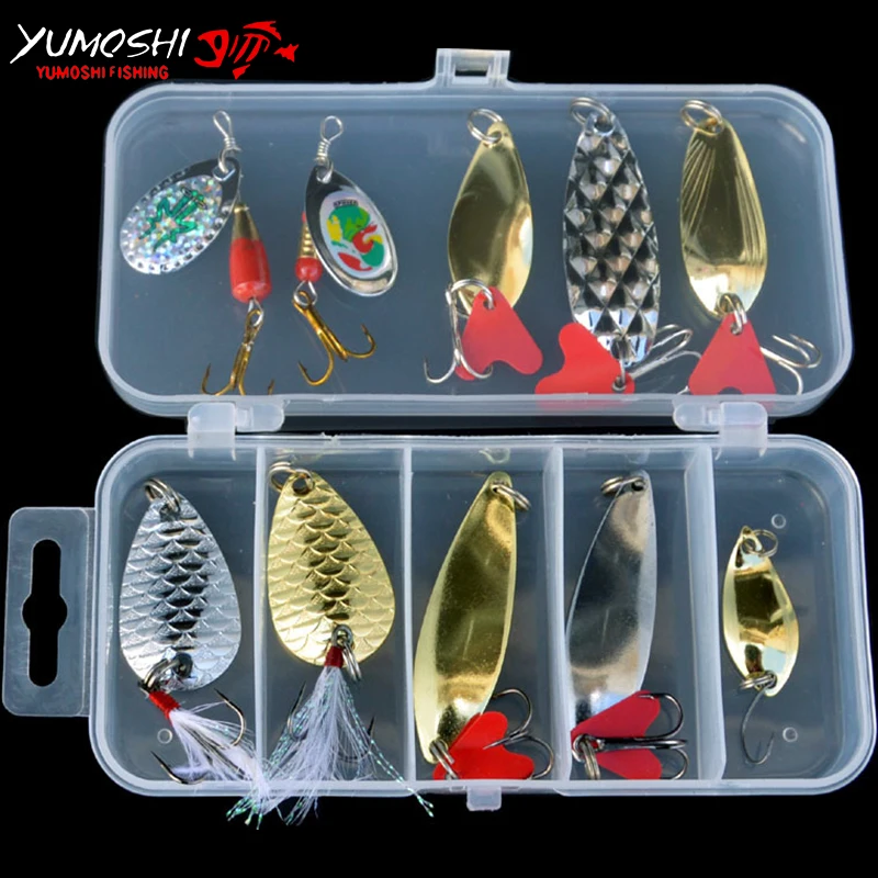 11PCS/KIT Metal Fishing Lure With Hooks Peche Hand Spinner Fly Wobblers Carp Lures Tackle Box Hard Baits | Спорт и развлечения