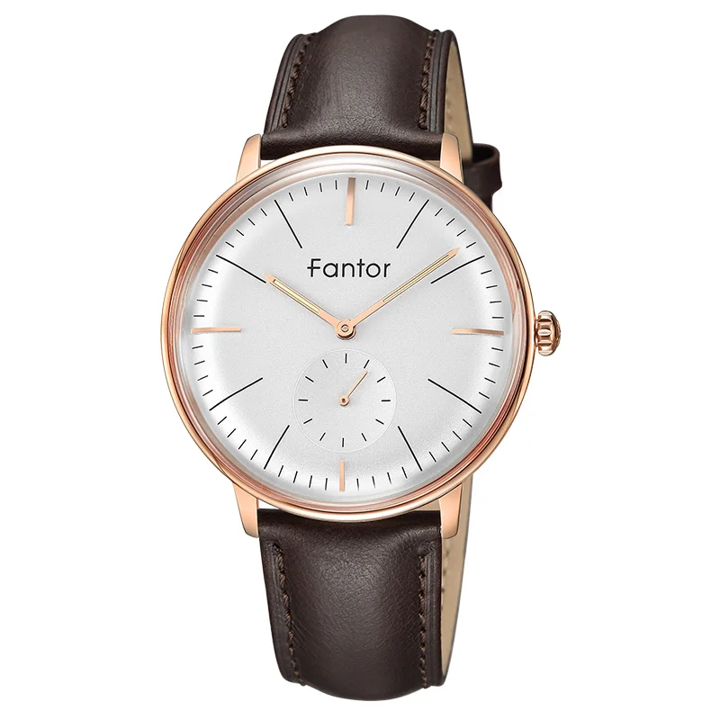 Fantor мужские топ брендовые новые часы Мужские Роскошные Кварцевые наручные часы мужские повседневные деловые классические Водонепроницаемые кожаные часы - Цвет: WF1003G04