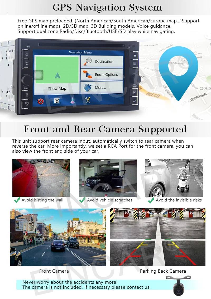 Excellent 2GB RAM 4G Android 6.0 Car DVD Player Radio Auto Stereo GPS Nav Bluetooth DAB+ 5