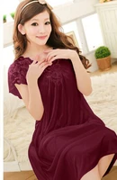 Free shipping women black lace sexy nightdress girls plus size bathrobe Large size Sleepwear nightgown Y02-2 - Image 2