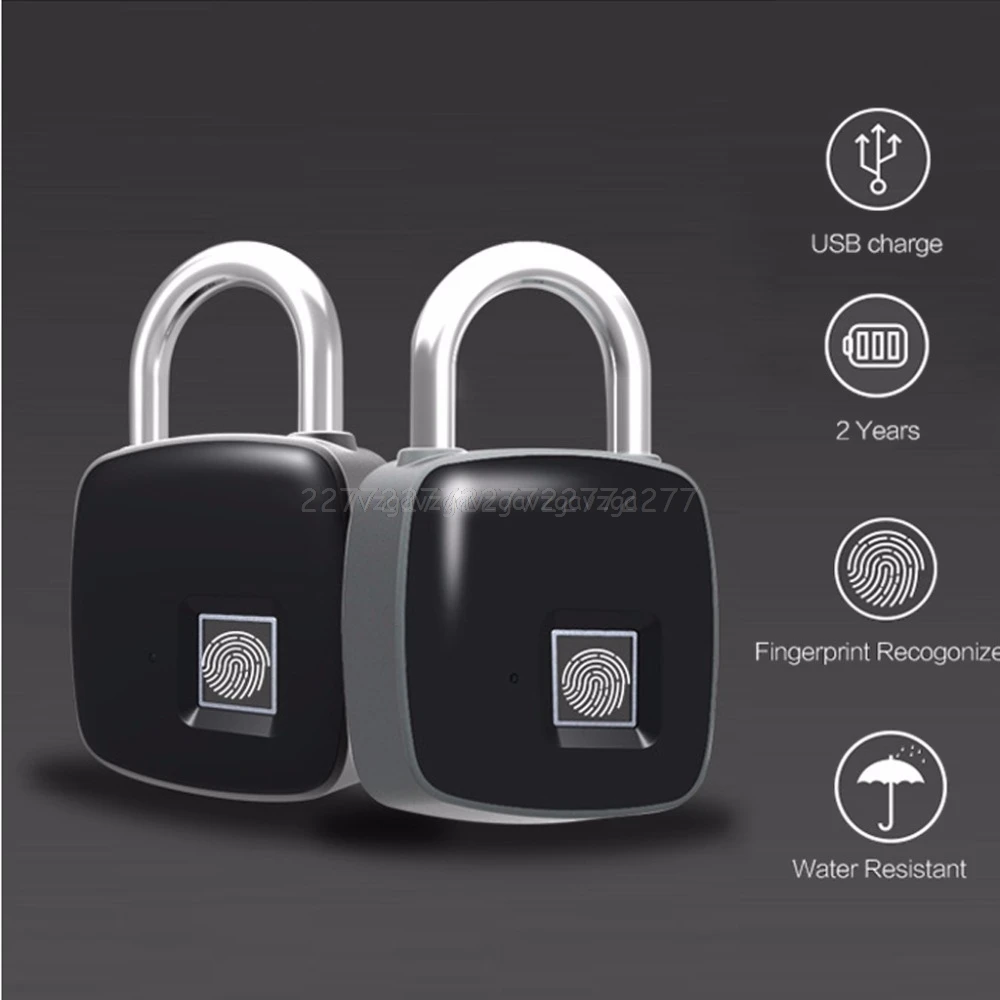 USB Перезаряжаемый смарт-замок без ключа с отпечатком пальца IP65 Водонепроницаемый Противоугонный замок для безопасности двери чехол для багажа Замок A22 19
