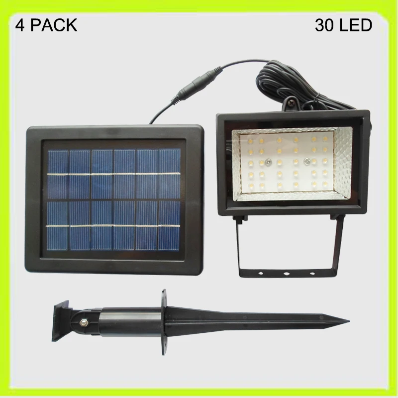 DHL gratuite 4 PACK solaire 30 LED lumière crue pelouse lampes solaires à LED luminaires frais blanc chaud imperméable à l'eau 2000 Mah Ni-MH batterie