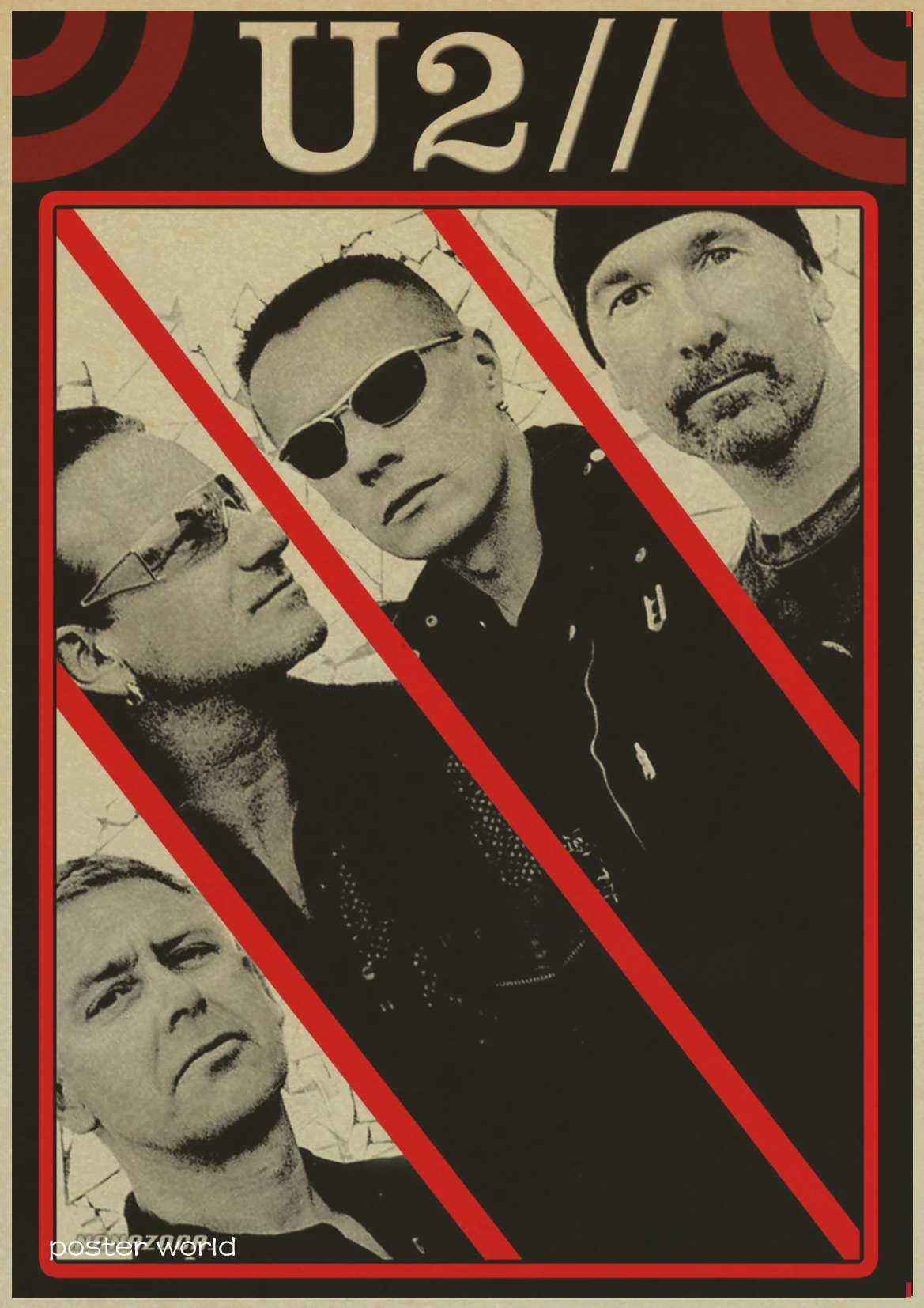 Рок-Группа U2 плакат крафт-бумага ВИНТАЖНЫЙ ПЛАКАТ Бар Кафе гостиная настенные декоративные и настенные наклейки - Цвет: A034