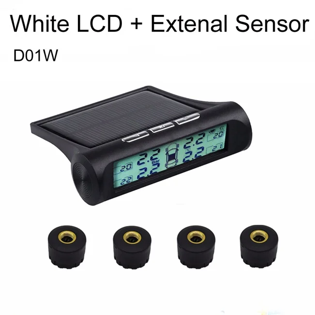 Солнечная система контроля давления в шинах TPMS, беспроводной 4 внутренних/внешних датчика температуры автомобиля Rospider T06N T06W D01W - Тип: D01W  External White
