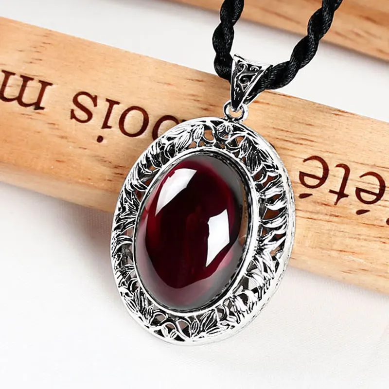 Fashion red garnet precious stone pendant big round yellow green ...