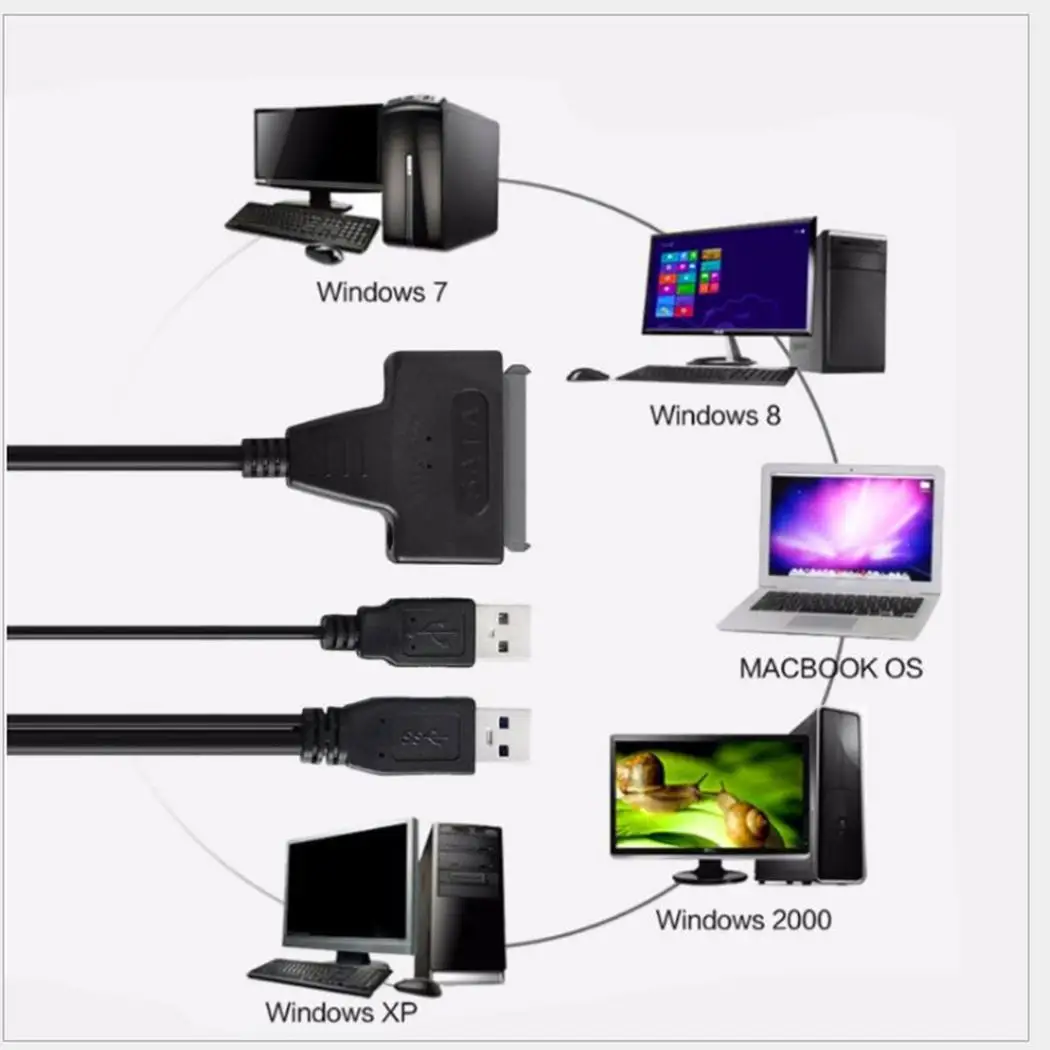 Прочный универсальный 2 usb порта USB 50 см/19 7 дюйма 0 15 + контактов для SATA черный