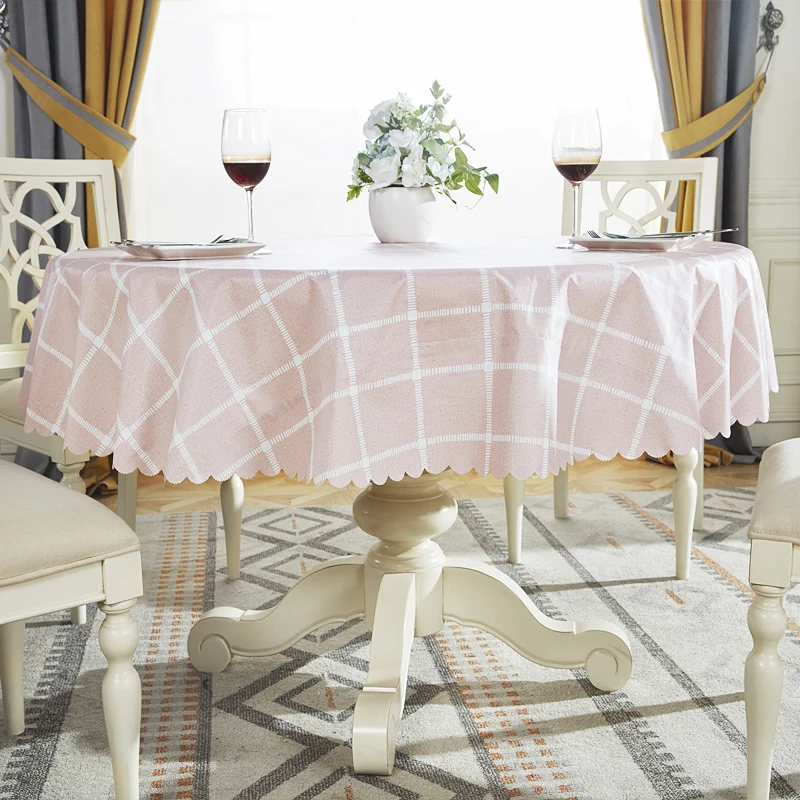  Proud Rose Waterproof Round Table Cloth PVC Table Cover Oil-proof European Household Round Plastic 