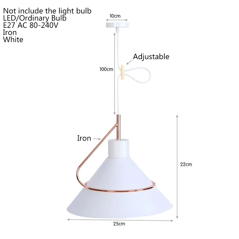Промышленный черный железный подвесной светильник светодиодный E27 современный пасторальный подвесной светильник для гостиной кухни спальни лобби отеля ресторана кафе - Цвет корпуса: Белый