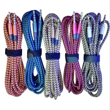 

100pcs 1.5M & 3M 10Ft Fabric braided 3.5 mm Jack Male to Male Audio Stereo Aux Cable Cord For iPhone 6 6s 5s Samsung mp3 speaker