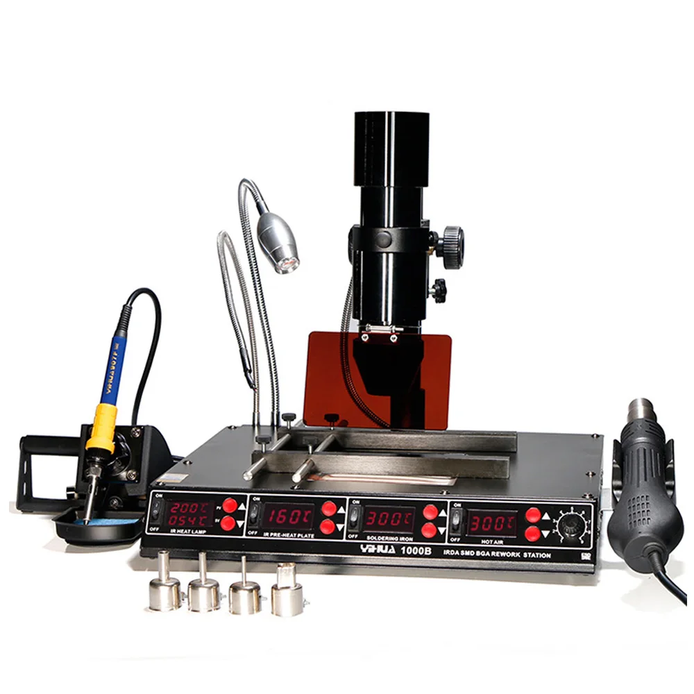 Infrared Bga Rework Station SMD Hot Air Gun 4 Functions in 1 BGA Lead-free Soldering Station BGA Repairing Machine Kit 1000B Infrared Bga Rework Station SMD Hot Air Gun 4 Functions in 1 BGA Lead-free Soldering Station BGA Repairing Machine Kit 1000B