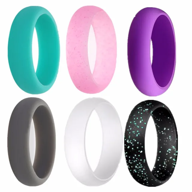 Silicone Ring for Women Thin Stackable Wedding Bands 6 rings/pack,Size 5 to 9 6 Colors black