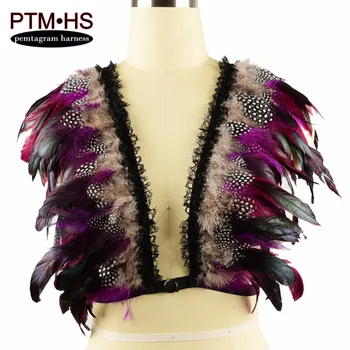 

Hot Womens Goth Feathers Bondage Epaulettes Shoulder Wings Steampunk Body Harness Angel Feather Wing BurningMan Midnig Rave Wear