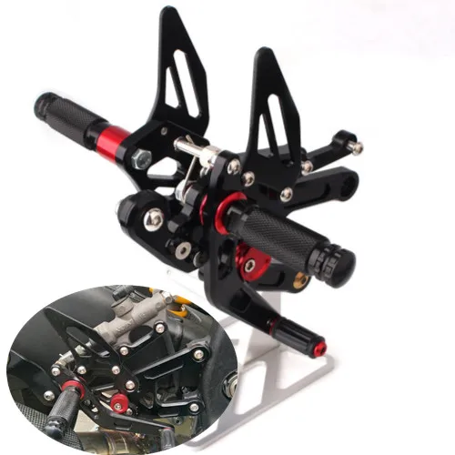 

CNC Adjustable Rearset Foot Pegs For YAMAHA YZF R6 YZF-R6 2017 2018 Black&Red