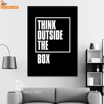 

COLORFULBOY Typography Think Quotes Canvas Painting Black White Wall Art Print Modern Poster Wall Pictures For Living Room Decor