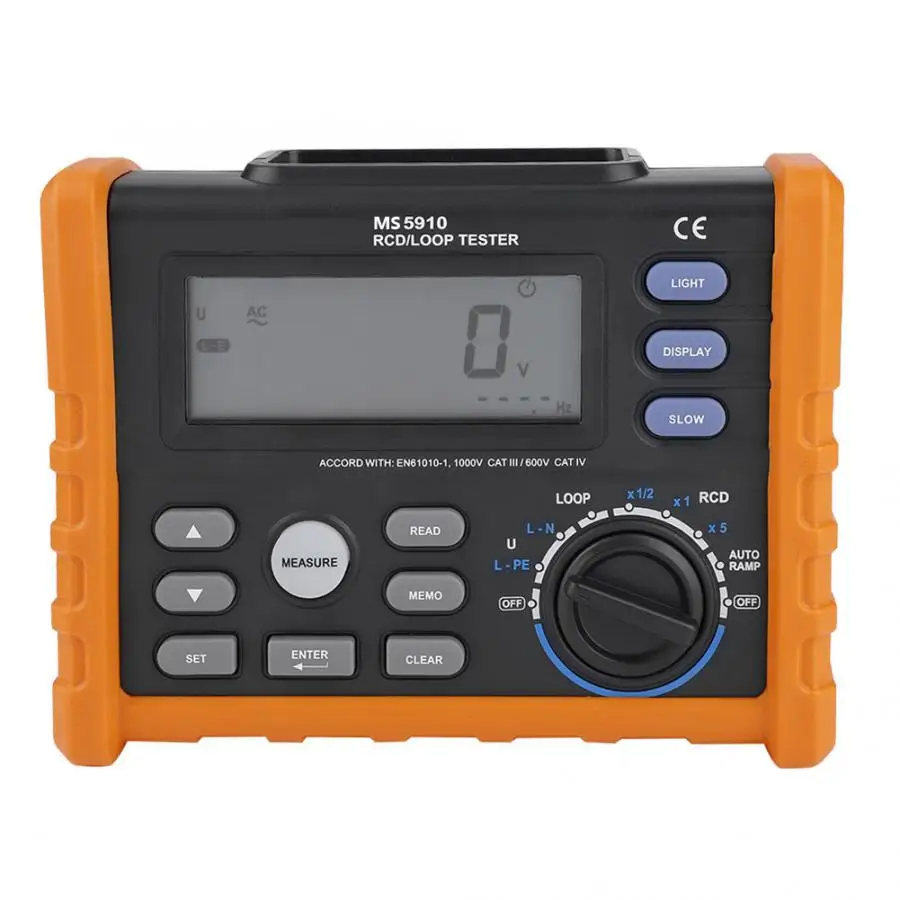 Megger PEAKMETER MS5910 цифровой измеритель сопротивления RCD петля тестер сопротивления мультиметр Megohmmeter