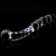 Double Head Crystal Anal Beads Pyrex Glass Dildo Fake Penis Anal Plug for Men Women Ass Stimulation Female Masturbation Sex Toy