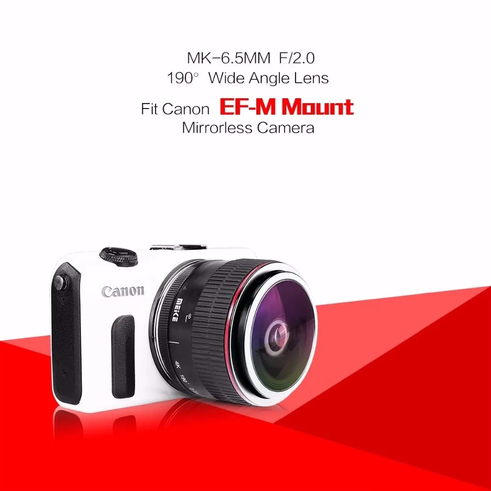 MEIKE MK-6.5mm F2.0 объектив рыбий глаз для Canon EF-M Крепление объектива камеры с EACHSHOT Ткань для очистки объектива сумка