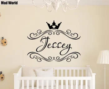 

Personalized Princess Crown Custom Name Wall Art Stickers Wall Decals Home DIY Decoration Removable Room Decor Wall Stickers