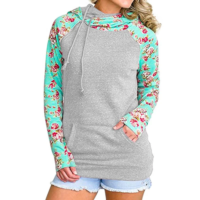 

2018 Female Plus Size Winter Hoodies Tracksuit Harajuku Floral Printed Women Autumn Sweatshirt Pullover Hooded Outerwear Gv1047