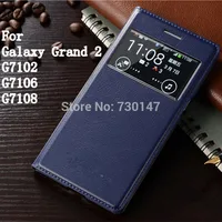 Для samsung Galaxy Grand 2 Duos G7100 G7102 G7106 G7105 G7108 G7109 G710S кожаный чехол-книжка с окошком для экрана - изображение