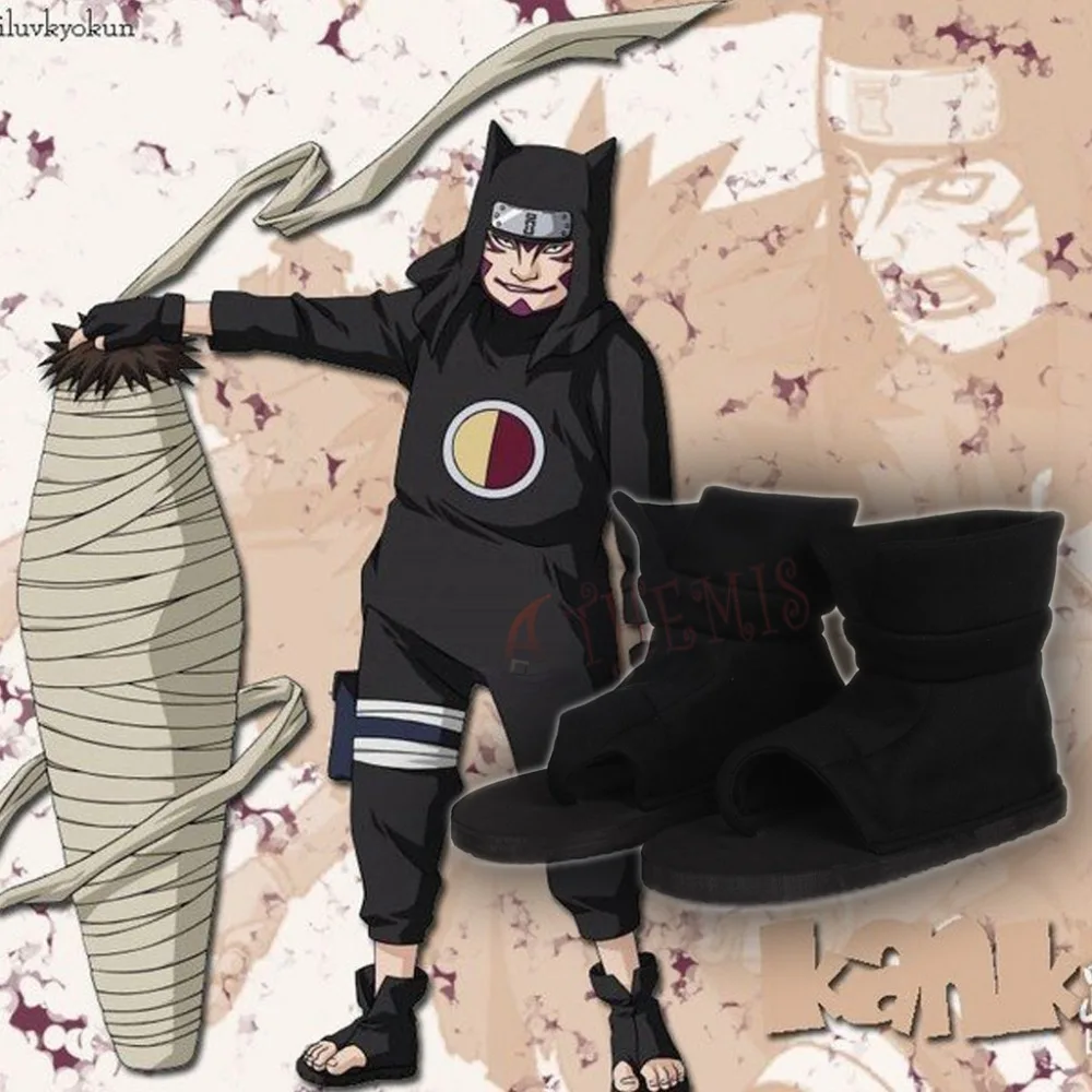 

MMGG Anime Naruto cosplay Kankuro Cosplay Shoes Mid-culf Cosplay Boot Zipper Closure Type