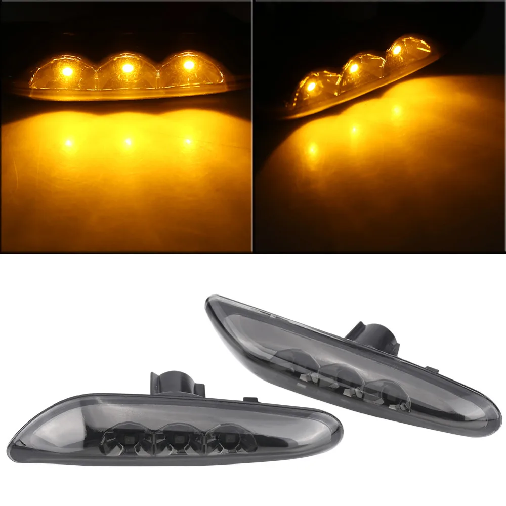 1 Pair Car Side Marker Turn Signal LED Light Smoke Color for BMW E82 E88 E60 E61 E90 E91 E92 E93 hopstyling 2x e60 e61 f10 e81 e82 e87 e88 e90 e91 e92 e93 car led fender side turn signals led marker light 12v smd3528 bulb
