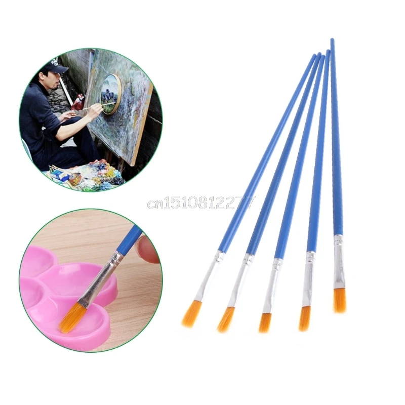 

5Pcs Artist Nylon Hair Brush Flat Pointed Head Paint Gouache Set Oil Paintingping Drop Shipping