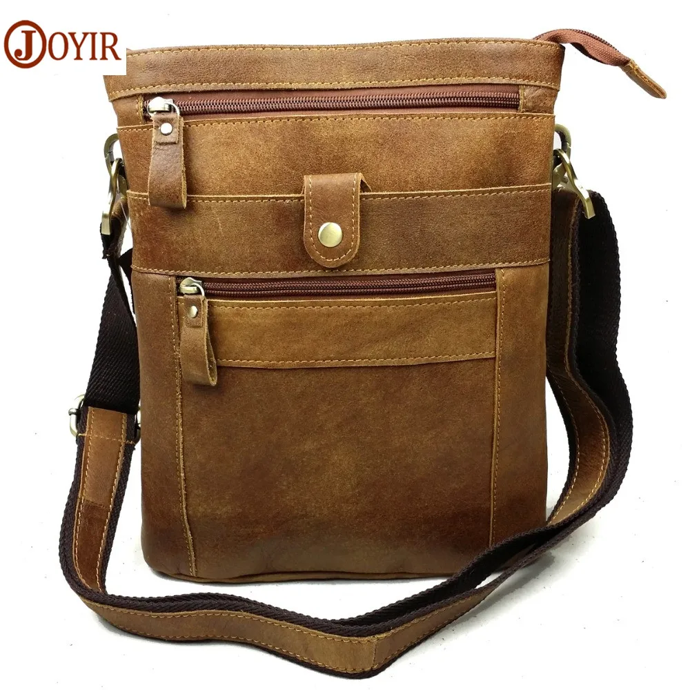 

JOYIR Famous Brand Cow Leather Messenger Bags Fashion Vintage Genuine Leather Bag For Men Shoulder Bags Zipper Crossbody Bags