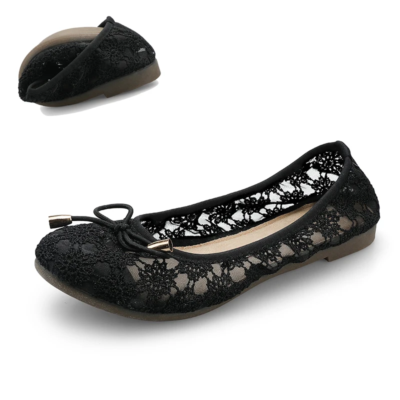 

2019 New Breathable Laces Yoga shoes for Female Women Light Sneakers Black White Summer Non-slip Egg roll Soft Flats sapato