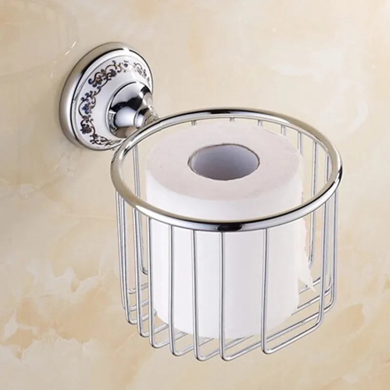 Antique Polished Ceramic Toilet Paper Holder Luxury Silver Paper Box