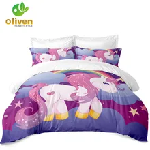 Cute Unicorn Bedding Set Kids Cartoon Duvet Cover Set Colorful Rainbow Flower Print Bedding Cover Pillowcase Home Decor D30 Cute Unicorn Bedding Set Kids Cartoon Duvet Cover Set Colorful Rainbow Flower Print Bedding Cover Pillowcase Home Decor D30