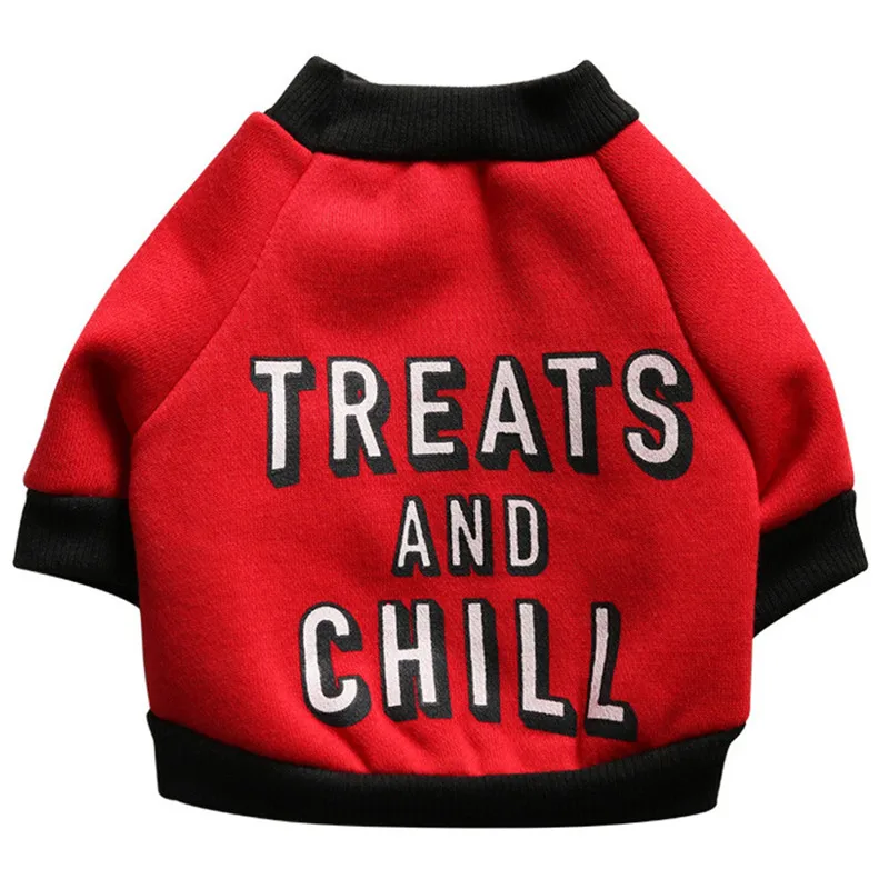 

Funny Letter TREAT and CHILL Pet Dog Puppy Fleece Shirt Apparel Warm Sweater Clothes kitty small Jacket coat apparel 2017 sale